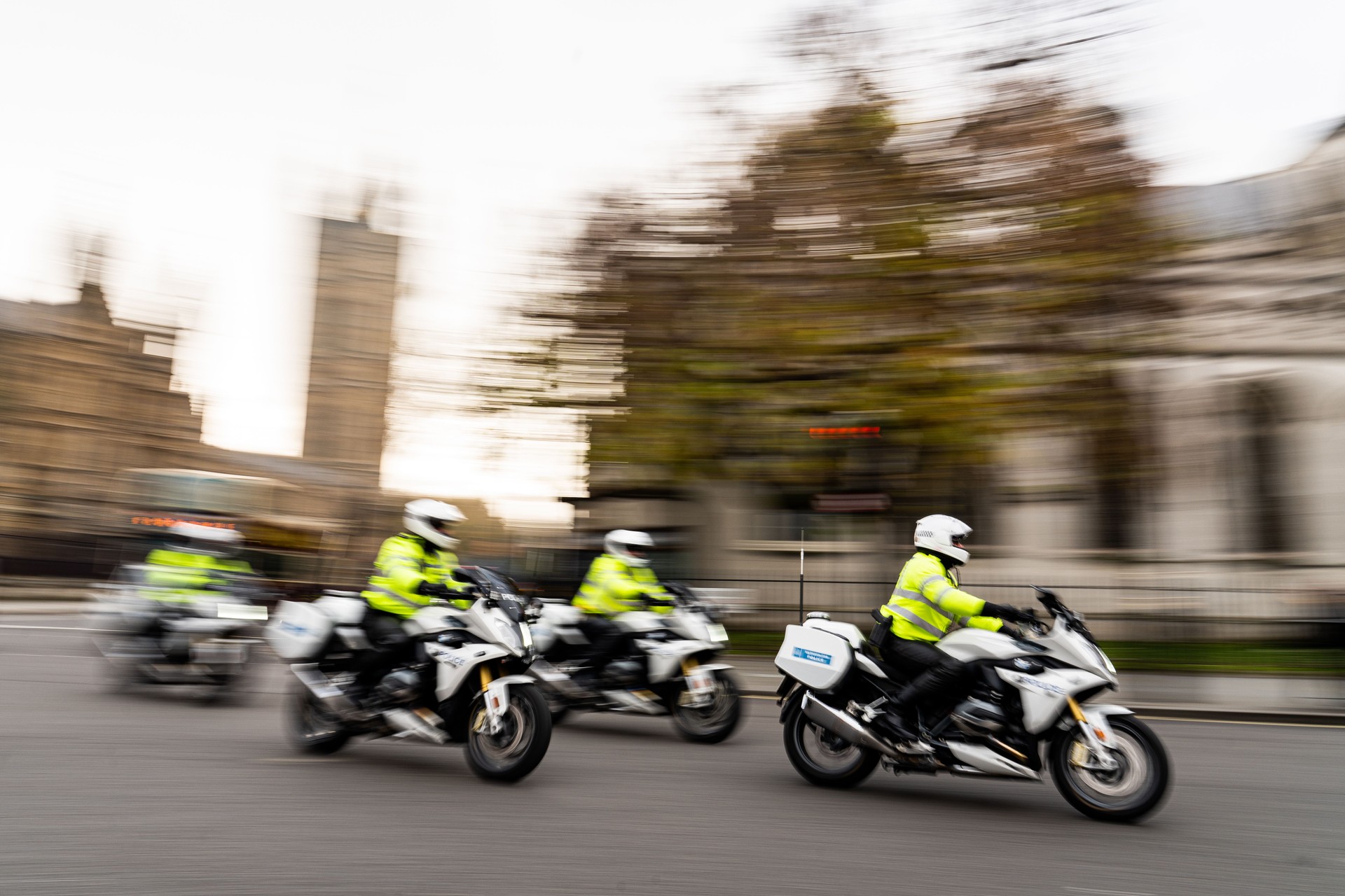 Police motorbikes at Westminister, London